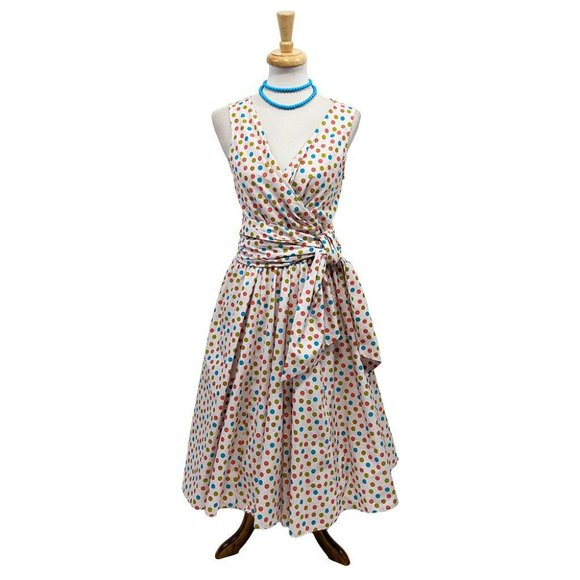 NWOT Wrap Swing Dress in Candy Polka Dots - Picture 2 of 4